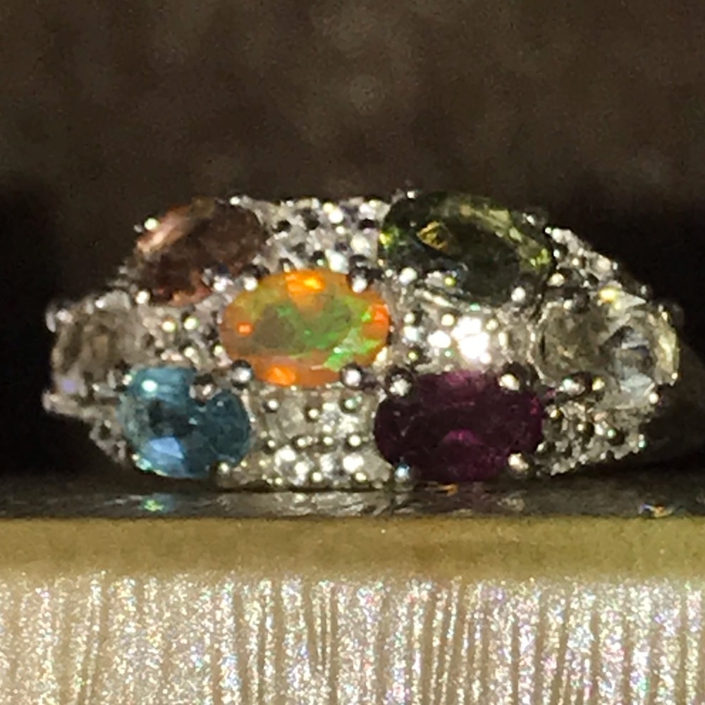 Multi-colour Gemstones & Sterling Silver ring